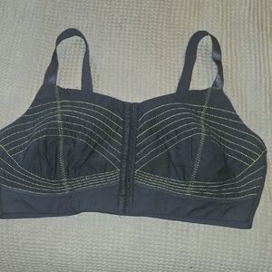 Fabletics Gray and Green Stitch Sports Bra